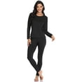 thumbnail image 1 of Women Thermal Underwear Set Tight, Base Layer Top & Bottom Long John Set Black, 1 of 6
