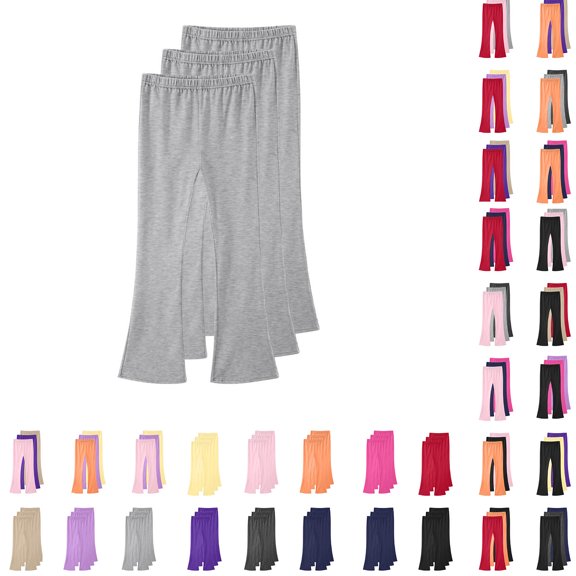 Swuxness Girls 3PC Leggings Long Pants Plain Tone Slim Flare Outer Casual Attire