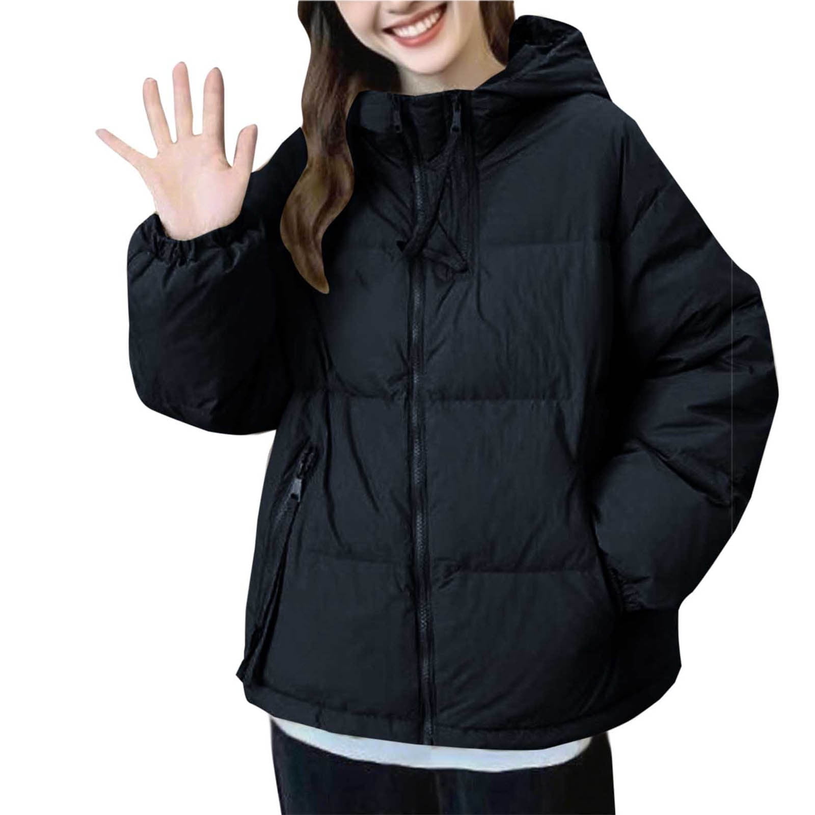 Dvprdro Womens Winter Quilted Jackets Long Sleeve Full Zip Hooded Puffer Coats with Pockets