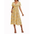 thumbnail image 1 of Lovito Boho Ditsy Floral V Neck Shirred Dress For Women, 1 of 5