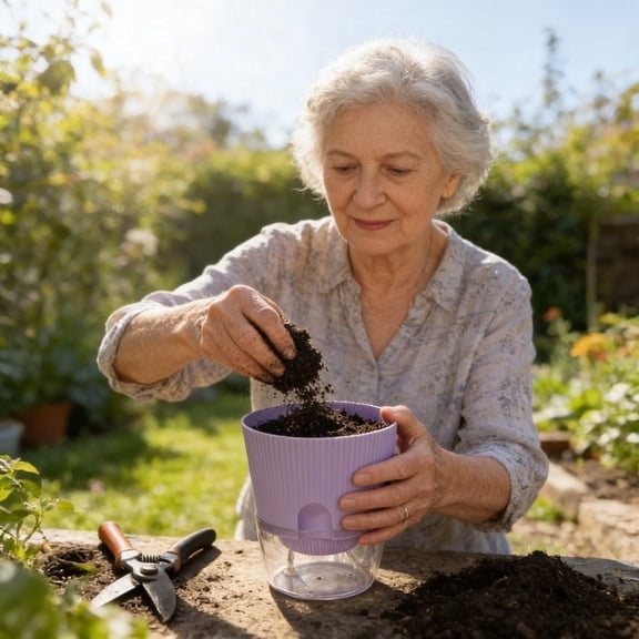 3 Pack - 5.5 Inch Self Watering Planter Pots for Indoor Plants - African Violet Pots with Wick Rope - Purple/White/Yellow