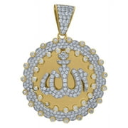 925 Sterling Silver Yellow tone Unisex CZ Cubic Zirconia Simulated Diamond Religious Allah Charm Pendant Necklace Jewelr