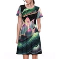 thumbnail image 1 of Disketp Snake Holding A Lotus para Vestido de Manga Corta para Mujeres, Vestidos de Verano para Mujeres, Casual y Holgado para la Playa, 1 of 6