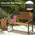 thumbnail image 4 of GVN Patio Bench Weatherproof Outdoor Bench,50 Inch Outdoor Garden Bench with Flag Pattern Backrest and Rustic Wood Grain Finish-Brown, 4 of 9