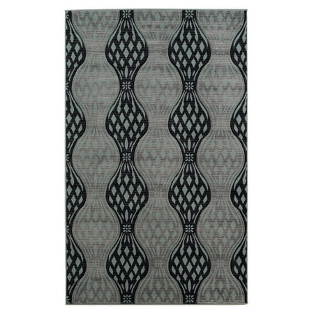 Milan Power Loomed Rug, Black/Turquoise