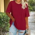 thumbnail image 2 of hotojiny Plus Size Shirt for Women Loose Solid Color Crew Neck Tshirt Oversized Casual Tee Half Sleeve Summer Tops XL-5XL, 2 of 5