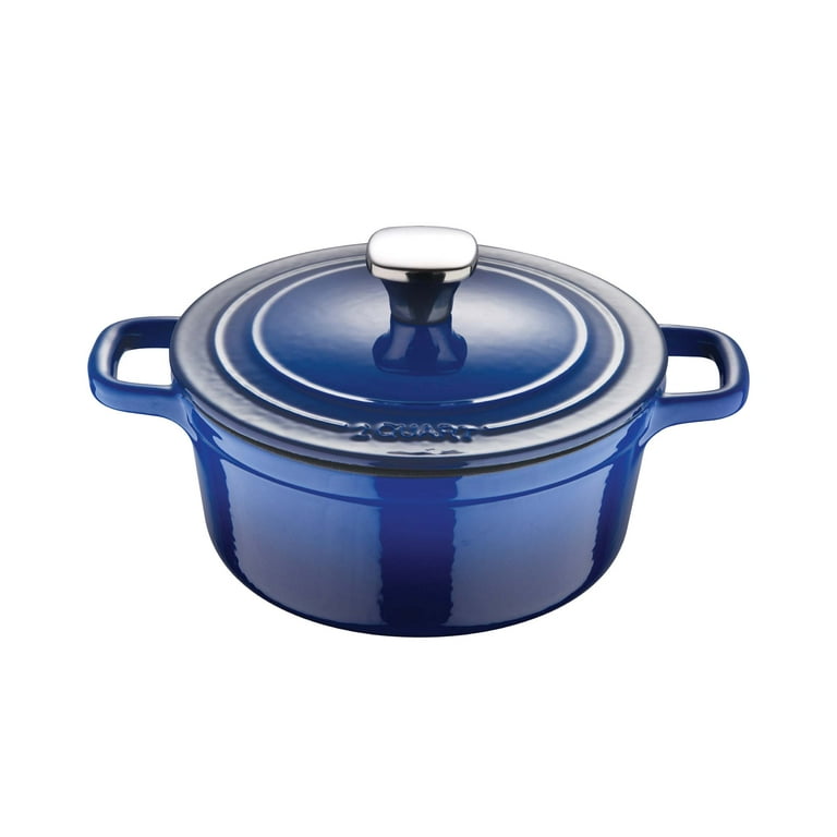 Enameled Cast Iron 2 Quart Sauce Pan with Lid - Blue