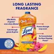 Lysol All Purpose Cleaner, 2X Concentrated Multi-Surface Disinfectant Floor Cleaner for Mopping Solution, for Bathroom & Kitchen, Mango & Hibiscus, 48 fl oz