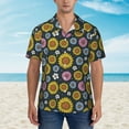 thumbnail image 5 of Uemuo Colorful Sunflowers Printed Regular Fit Short Sleeve Casual Hawaiian Shirt for Men,Aloha shirt,Tropical shirt,Floral print shirt,Vacation Beach shirt-, 5 of 9