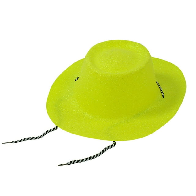 Aocisk Cowboy Hat Glitter Pearl Accessory for Halloween Party Show Performance Jazz Wear Yellow One Size