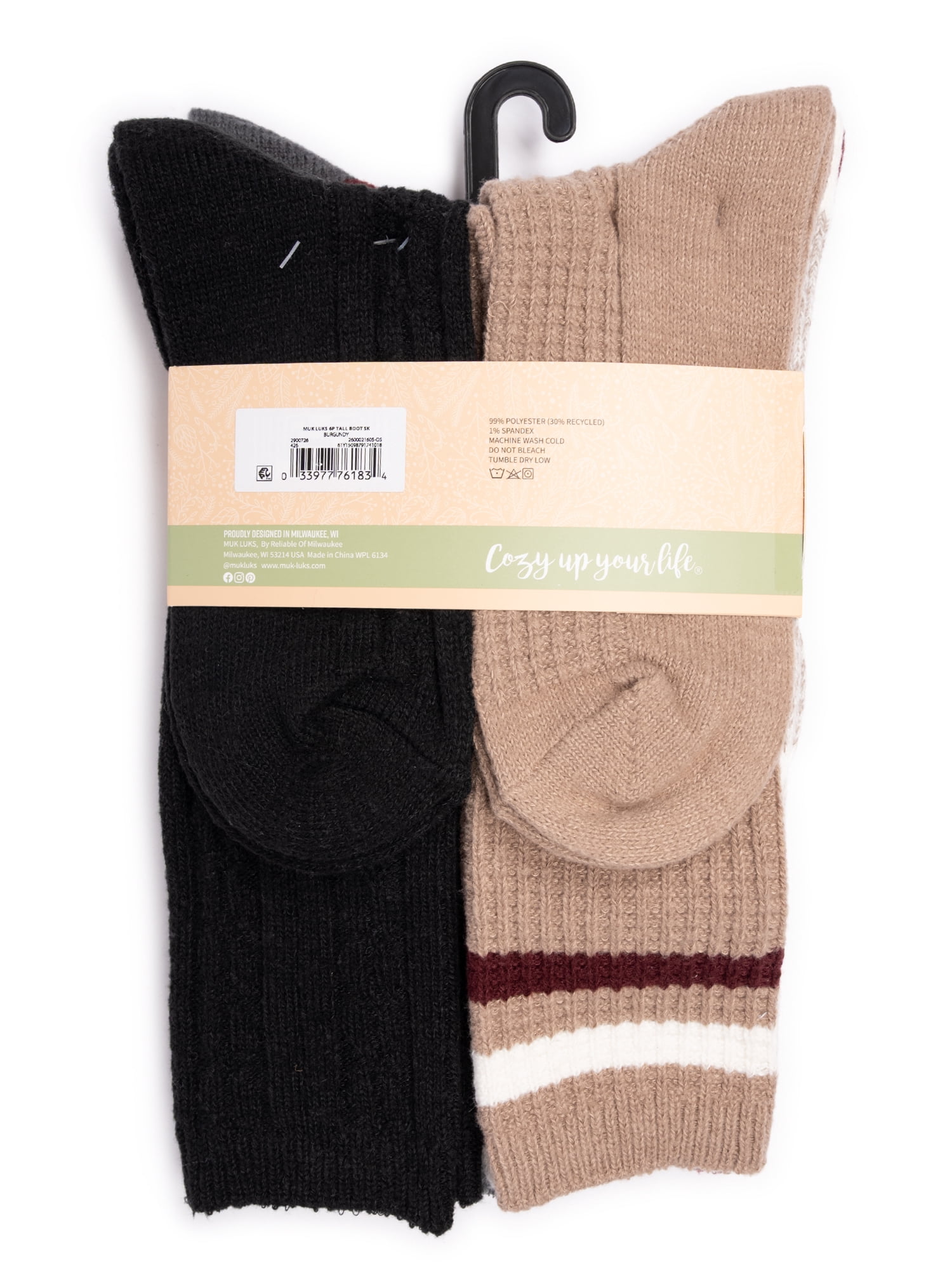 MUK LUKS Women's Fluffy Dream Tall Boot Socks, 6-Pack, OSFM