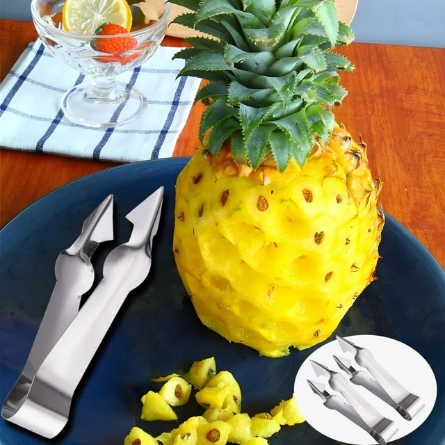 2 peladores de piña de acero inoxidable, fáciles de usar, cortadores y descorazonadores de piña.