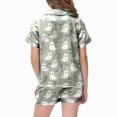 thumbnail image 7 of Zuwimk Halloween Pajamas Girls Cute Funny Print Pjs Sets Short Sleeve Button Down Shirts and Shorts Sleepwear,Y042-Dark Green, 7 of 7
