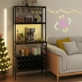 thumbnail image 4 of Gymax 3-Tier Wine Rack Coffee Bar Station w/Power Outlets Hooks Glass Holders Rustic Brown, 4 of 10