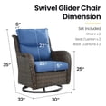 thumbnail image 2 of Gymojoy High Back Outdoor Swivel Rocker Patio Chairs Set of 2, All Weather Swivel Patio Glider Chairs with Thick Cushions for Porch, Poolside, Deck,Brown/Blue, 2 of 7