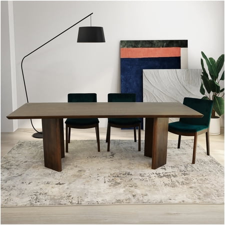 Walnut Dining Table Solid Wood Modern Farmhouse Kitchen Table for 6 Rectangular Wooden Dining Room Table with Thick Legs