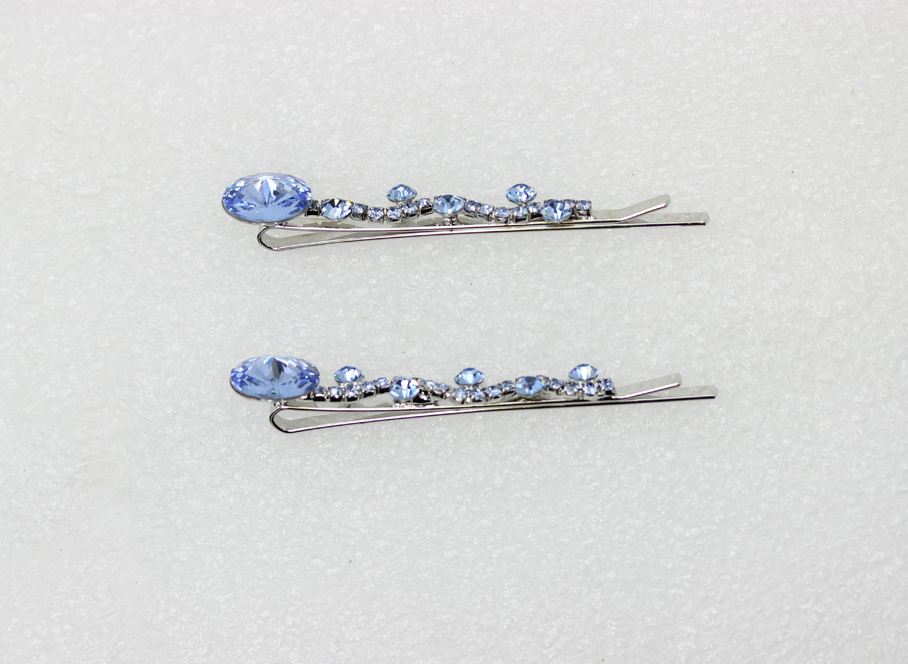 Faship  A Pair Of Light Blue Premium Rhinestone Crystal Floral Hair Clips 2 Pcs Pins