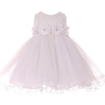 

Baby Girls White Sparkle Jewel Flower Adorned Special Occasion Dress 18M
