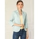 thumbnail image 2 of Blazer De Solapa Con Muescas Y Mangas 3/4 A Rayas Para Mujer Verde XS, 2 of 6