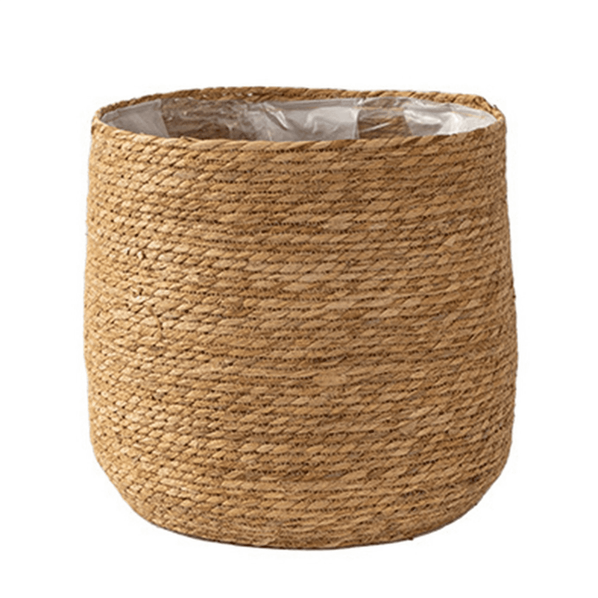 2X Seagrass Flower Pot - Woven Plant Decorative Basket with Plastic Film Insert in Boho Style S