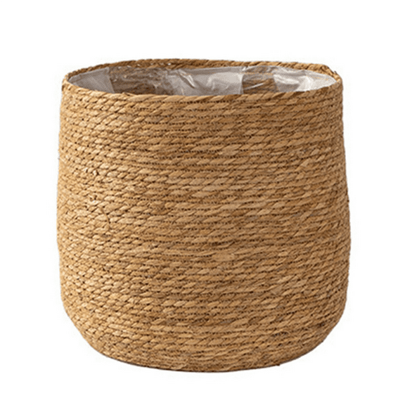 Seagrass Flower Pot - Woven Plant Decorative Basket with Plastic Film Insert in Boho Style S