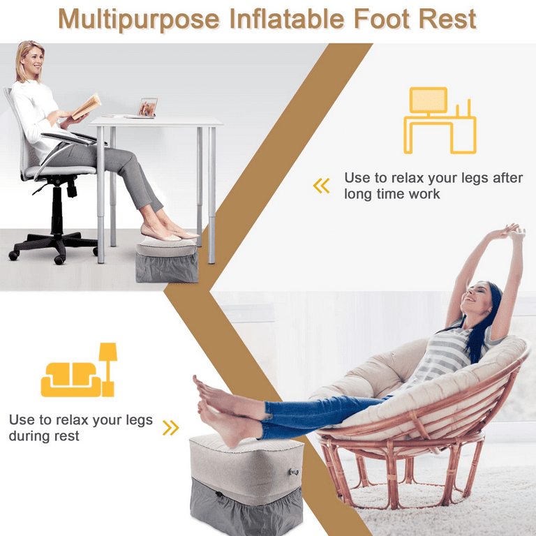 Inflatable Travel Footrest Leg Foot Rest Plane Pillow Pad Kids Bed