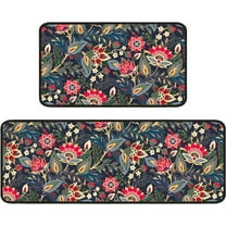 Colorful Floral Rug for Kitchen Mats for Floor 2 Piece, Anti Fatigue Floor Mat for Kitchen, Kitchen Floor Mats for in Front of Sink and Boho Kitchen Matt for Standing for Kitchen Decor 17"X30" 17"X47"