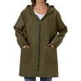 thumbnail image 2 of TrendOFT Womens Waterproof Raincoat Lightweight Rain Jacket Hooded Windbreaker with Pockets for Outdoor Army Green XXXXXXL, 2 of 6