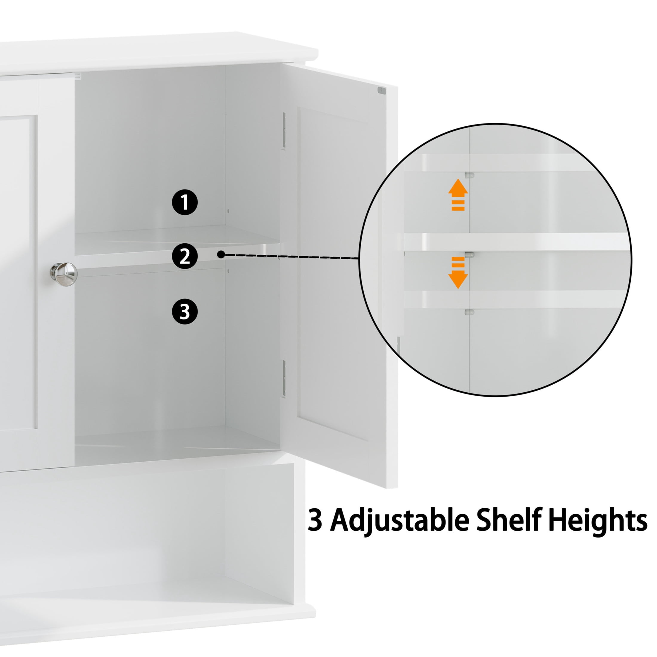 Noble House 26" Bathroom Wall Cabinet with Door, Adjustable Shelves, 3-Tier Wall Mounted Medicine Cabinet, White