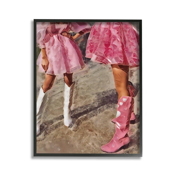 Stupell Industries Trendy Pink Cowgirls Beauty & Fashion Painting Black Framed Art Print Wall Art, 11 x 14