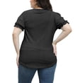 thumbnail image 5 of Yuzhih Shirts for Women Summer Plus Size Tops Solid Color Tees Round Neck Puff Sleeve Tunic Hollow out Blouses, 5 of 7