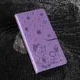 thumbnail image 7 of SaniMore for iPhone 14 Pro 6.1" 2022 Case, PU Leather Skin with Embossed Cat Flip Magnetic Cover Card Slots Kickstand Detachable Lanyard Full Around Wallet Case For iPhone 14 Pro, urple, 7 of 7