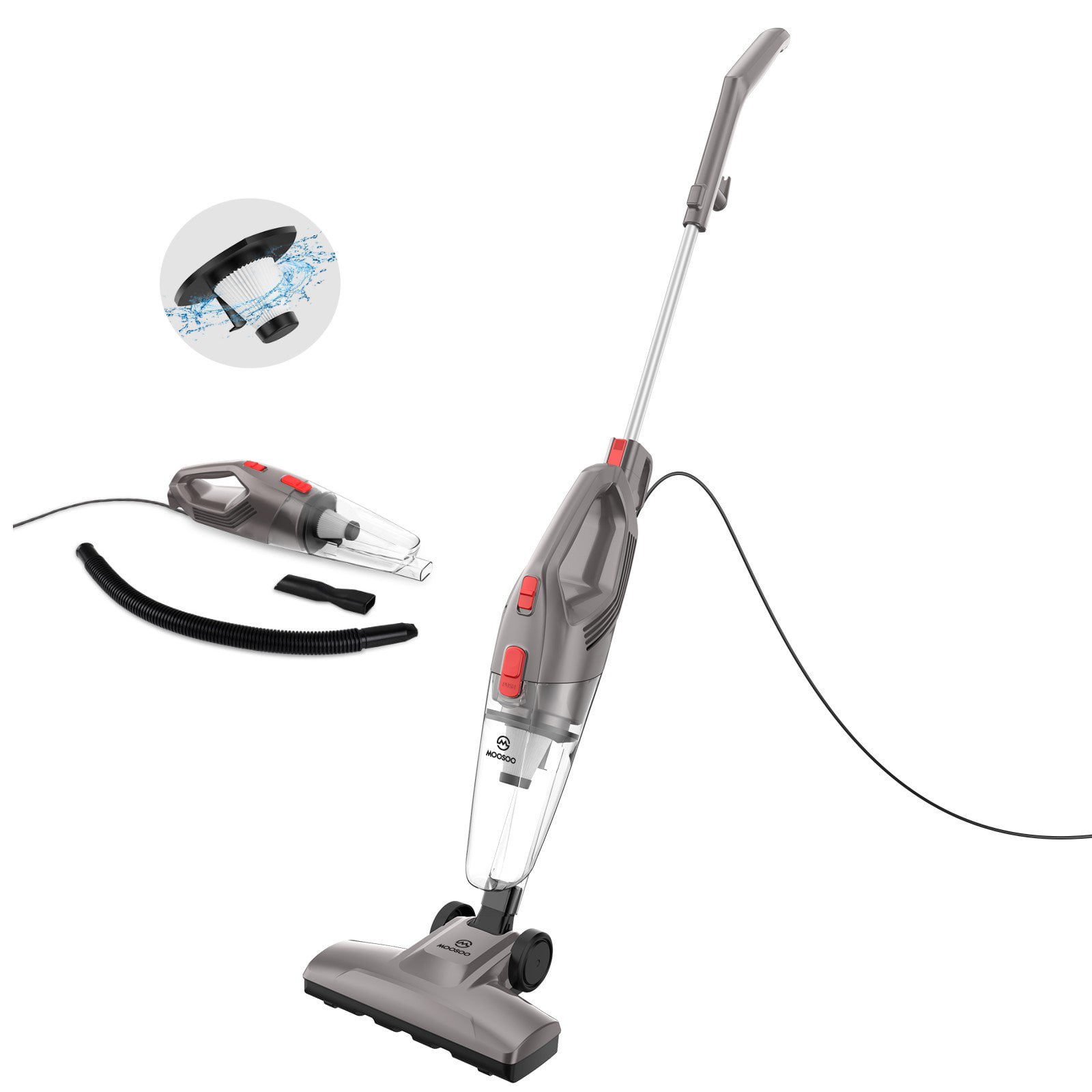Hardwood Floor Vacuum with 450W Powerful Suction 4-in-1 Small Vacuum Cleaner with HEPA Filters Corded Stick Vacuum Perfect for Hard Floor Pet Hair Home Apartments Dorms Small Spaces