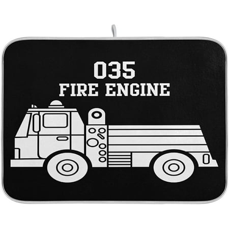 

SKYSONIC Absorbent Dish Drying Mat Fire Engine Kitchen Counter Mat Protector Reversible Medium 18 x 16 Inches
