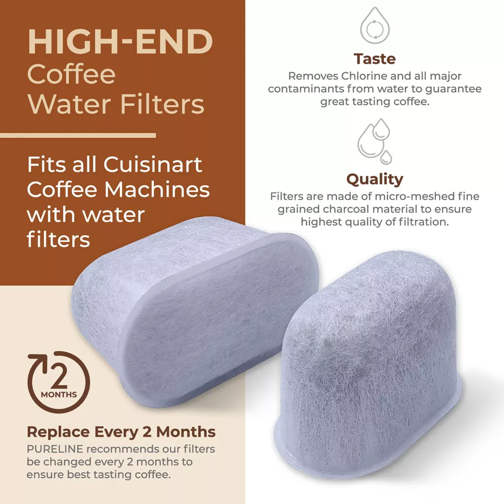 PURELINE Cuisinart Coffee Filter Replacement - 24 Pack Cuisinart Coffee Maker Water Filter, Charcoal Water Filters - for all Cuisinart Coffee Machines