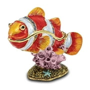 Jere Luxury Giftware Bejeweled EMMETT Clown Fish Pewter and Enamel Trinket Box and Matching Pendant Charm