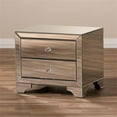 thumbnail image 4 of Home Square 2 Drawer Nightstand Set in Mirrored Silver Gray (Set of 2), 4 of 8
