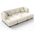 thumbnail image 2 of CHIC HOUSE 111" Sectional Sofa with Storage Ottoman Chaise, Corduroy U Shaped Sofa Convertible Sectional Couches for Living Room, 6 Seater Corner Modular Sofa with Deep Seat Throw Pillows, Beige, 2 of 8