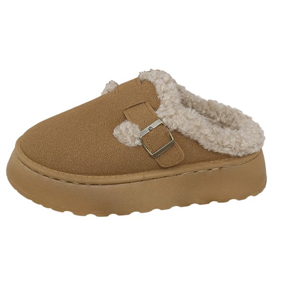 SBYOJLPB Women's Closed-Toe Slipper Solid Color Comfortable Soft Thick Sole Warm Casual Slippers