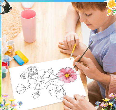 SHegdu 12PCS Pre-Printed Canvas Painting Set, 8x10in Spring Floral Theme Pre-Printed Canvas, with Reference Color Chart, Perfect for DIY Painting and Stress Relief