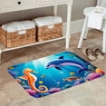 thumbnail image 2 of FJPT Dolphin And Seahorse Ocean Theme Non Slip Flannel Floor Mat Kitchen Mat For Bathroom Kitchen Bedroom Decor 24x16 inch, 2 of 5