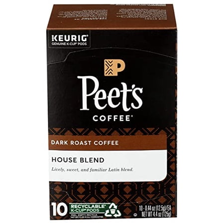 Peet's Coffee House K Cup Coffee Pods for Keurig Brewers, Dark Roast, 10 Pods, 4.4 oz