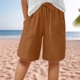 thumbnail image 2 of EHRWE Men's Casual Pants Shorts For Women Knee Length Linen Wide Leg High Waisted Beach Summer Pants Leisure Vacation Short Pant Lounge Pants, 2 of 9