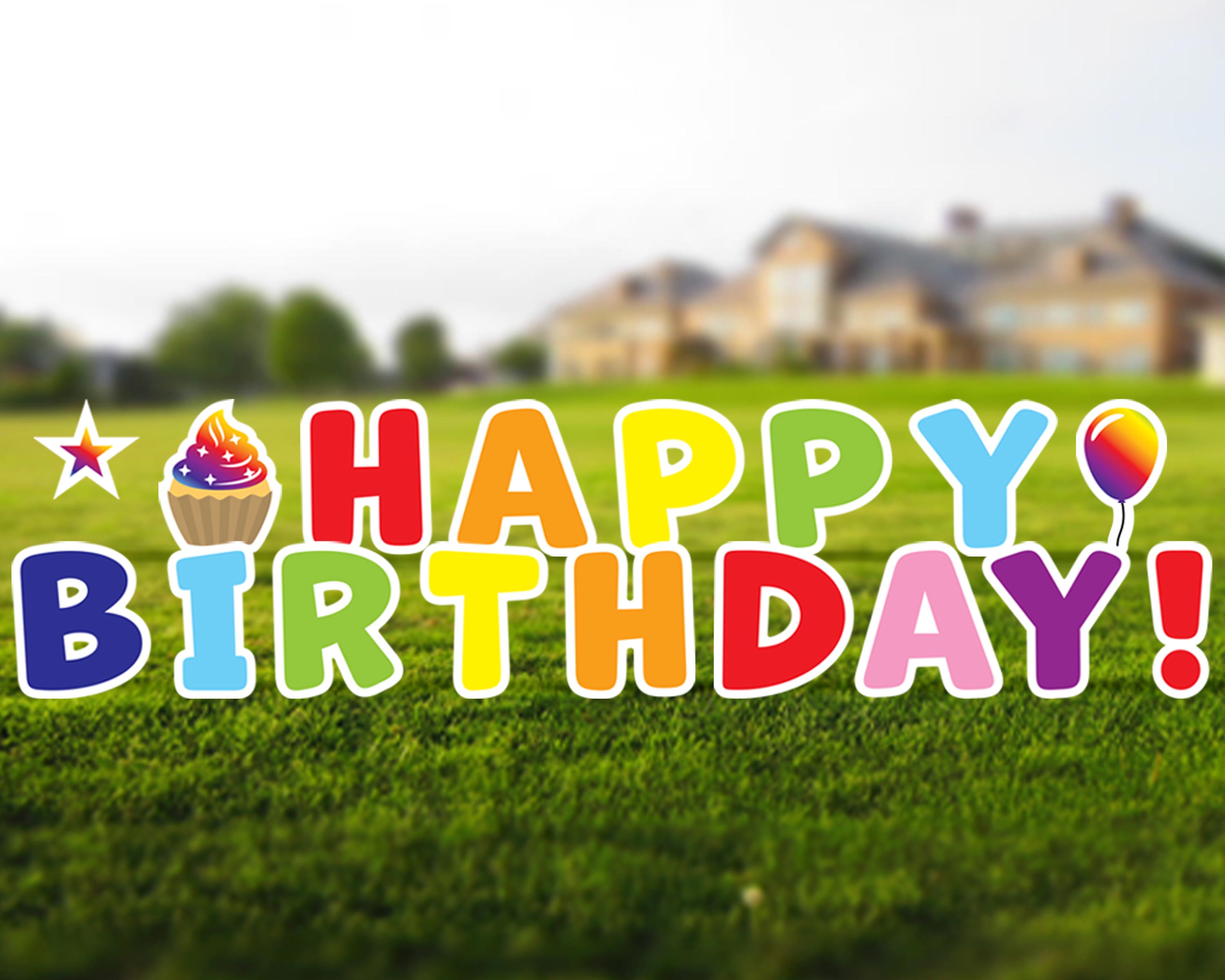 Vispronet Happy Birthday Yard Sign, 18in Yard Letters with Stakes ...