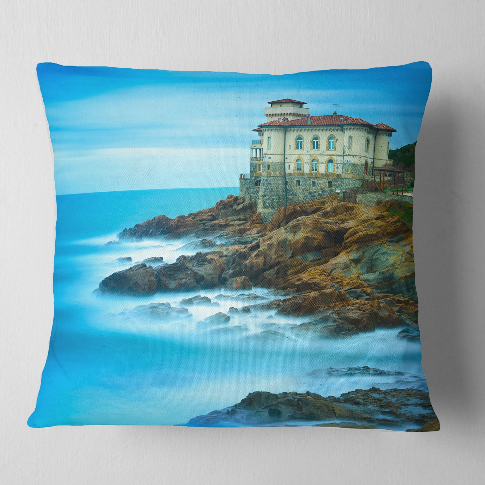 Designart 16" x 16" Blue Polyester Throw Pillow