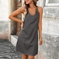 thumbnail image 5 of IUYRTFE Women's Sleeveless V-Neck Mini Dress with Pockets Adjustable Straps Casual Loose Fit Summer Tank Dress, 5 of 9