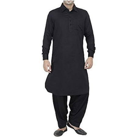 

Royal Kurta Men s Cotton Black Pathani Suit