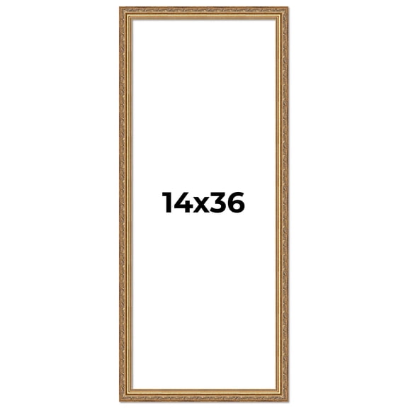 14x36 Frame Gold Solid Wood Picture Frame Width 1.25 Inches | Interior Frame Depth 0.375 Inches |