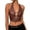 Coffee, variant on Women's Matte Leather Halter Neck Crop Top O-Ring Hollow Out Sleeveless Backless Slim Tank Top For Summer Festival Club Night Out, 1 Piece, S-XL