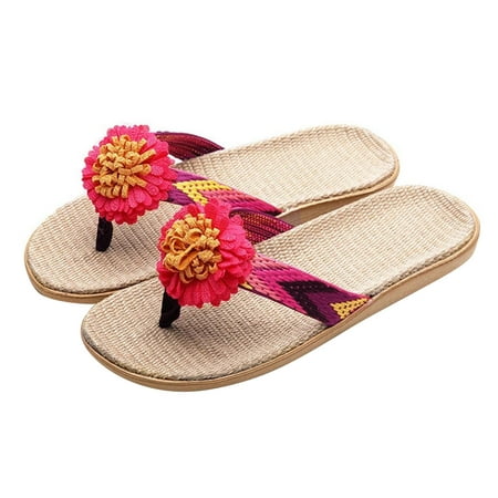 

dmqupv Shoes Black Leather Flip Flops for Women Men s Non-slip Linen Slippers Slippers Clips Slippers Character Flip Flops Hot Pink 8